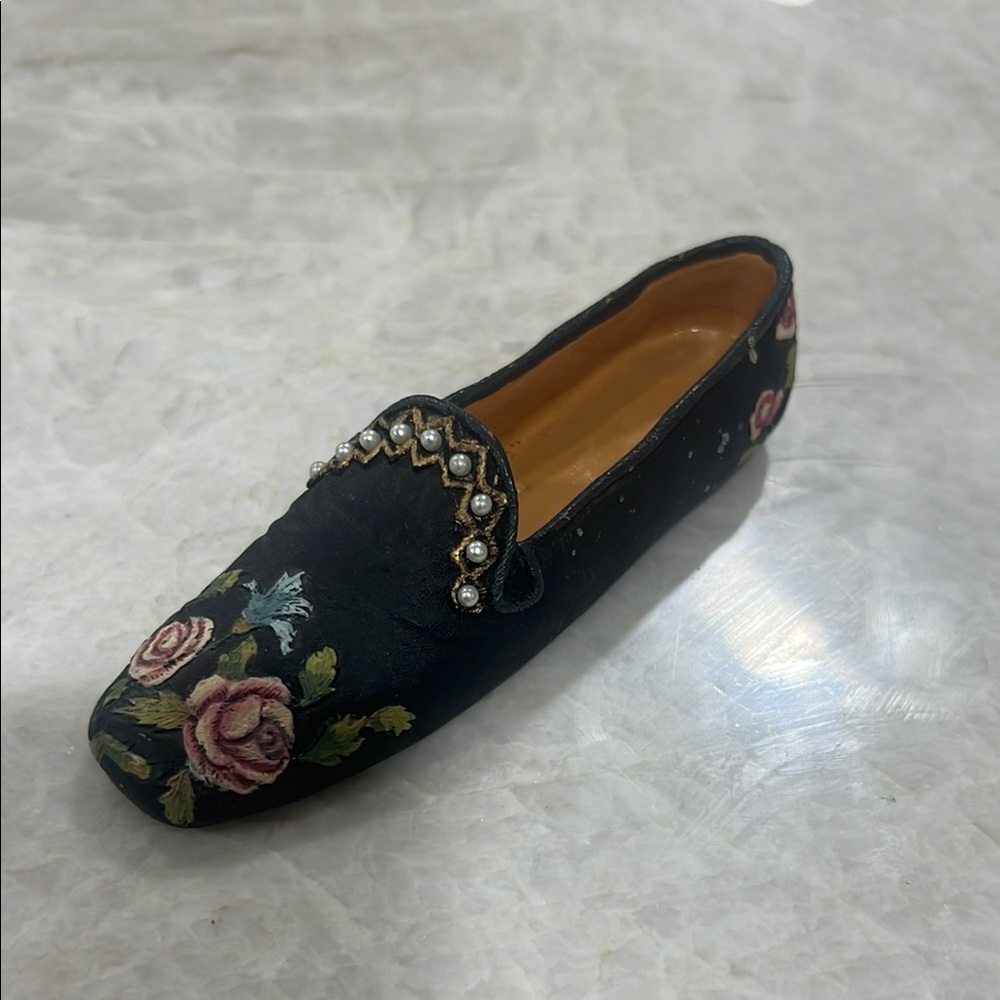 Nostalgia Popular Imports Shoe Miniature #130 Loafer with roses